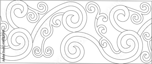 Vector sketch illustration silhouette design background pattern carving decoration classic vintage