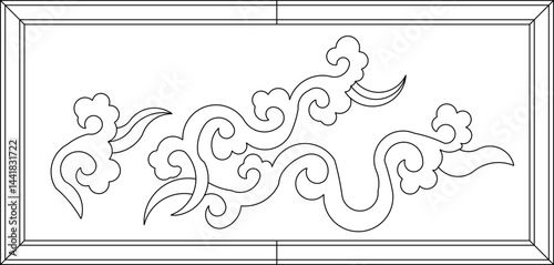 Vector sketch illustration silhouette design background pattern carving decoration classic vintage