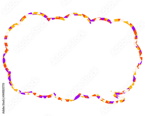 ステンドグラス風吹き出し　三角形模様　細長い雲形