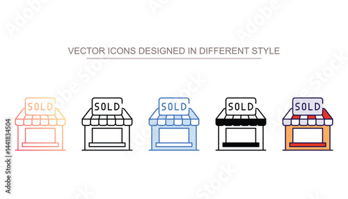 Shop Sold icon design with white background stock illustration