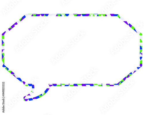 ステンドグラス風吹き出し　三角形模様　細長い八角形
