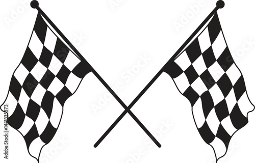 CROSSED checkered flag car racing flag TWO checkered pattern flag vector file 