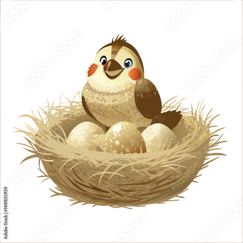 bird egg with nest vector