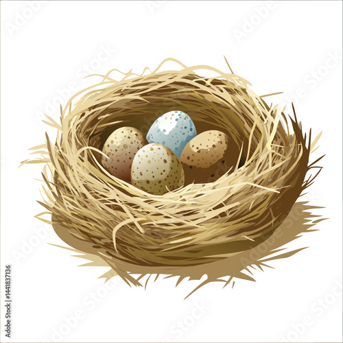 vector easter eggs in a nest