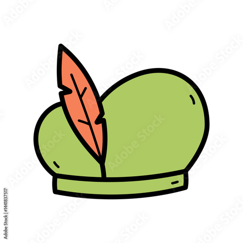 Green Hat with Feather