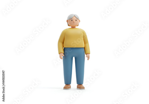 casual 3d senior elderly woman standing icon