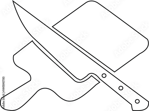 The cutting board with knife vector. Chopping Board symbol. Flat Vector illustration isolated on white background. 