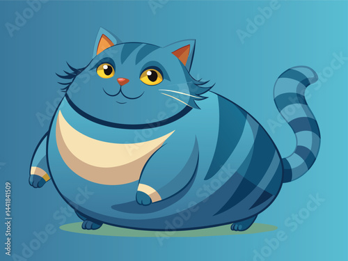 A cute black and white cartoon kitten vector illustration depicts a happy feline pet chasing a funny mouse