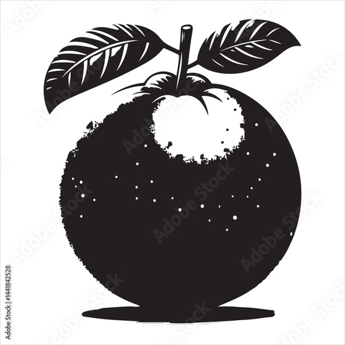 a fresh guava fruit vector silhouette, vector black color silhouette, isolated white background 
