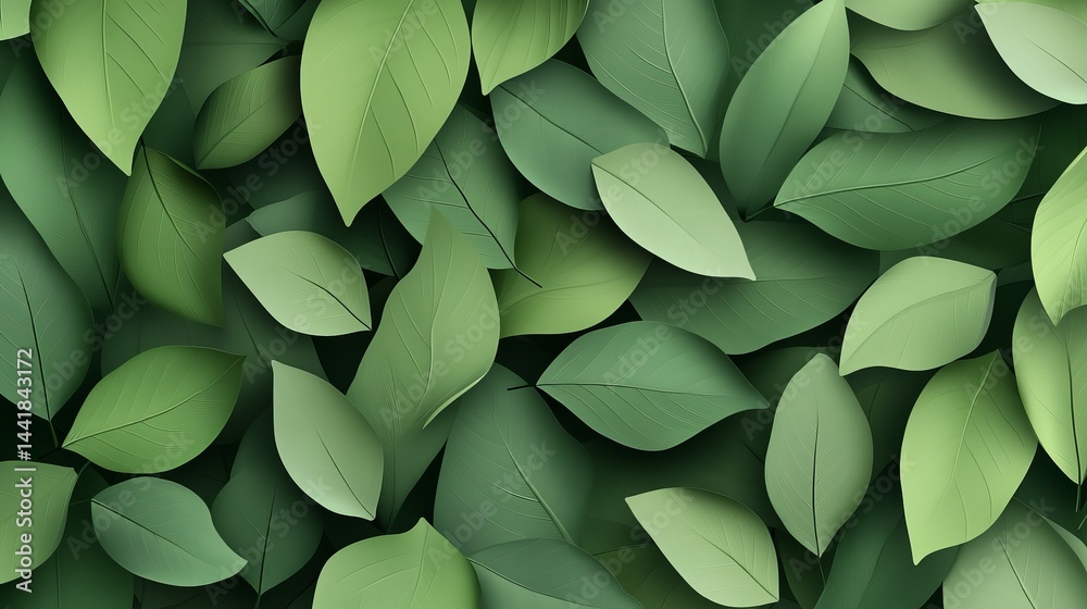 Fototapeta premium Vibrant green leaves natural background texture image design eco lush leaf calm plant fresh scene