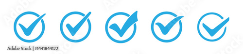 Blue check mark tick icon. Tick symbol. Accept okay symbol for improvement or checklist design. Vector Illustration eps 10