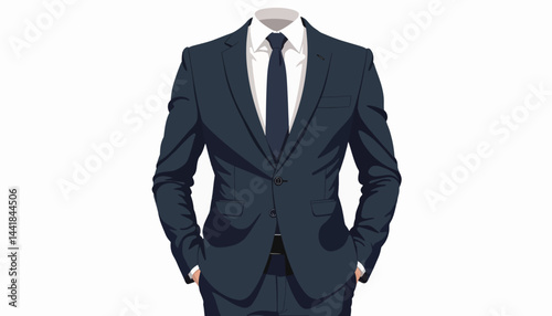 Formal job candidate in tailored suit against white background, professionalism