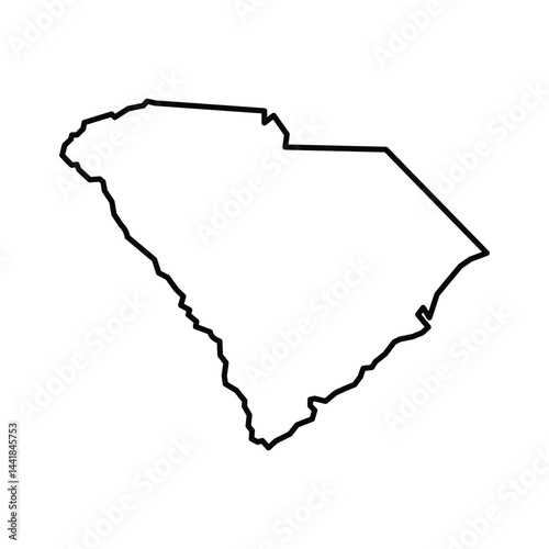 South Carolina State Outline Vector Map