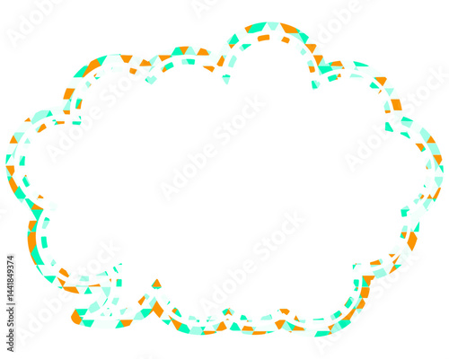 ステンドグラス風吹き出し　三角形模様　丸みのある雲形