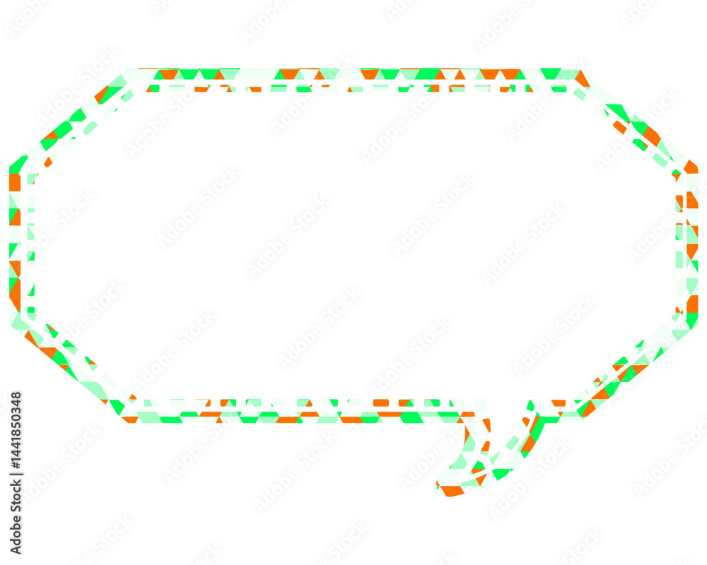 Fototapeta premium ステンドグラス風吹き出し 三角形模様 細長い八角形