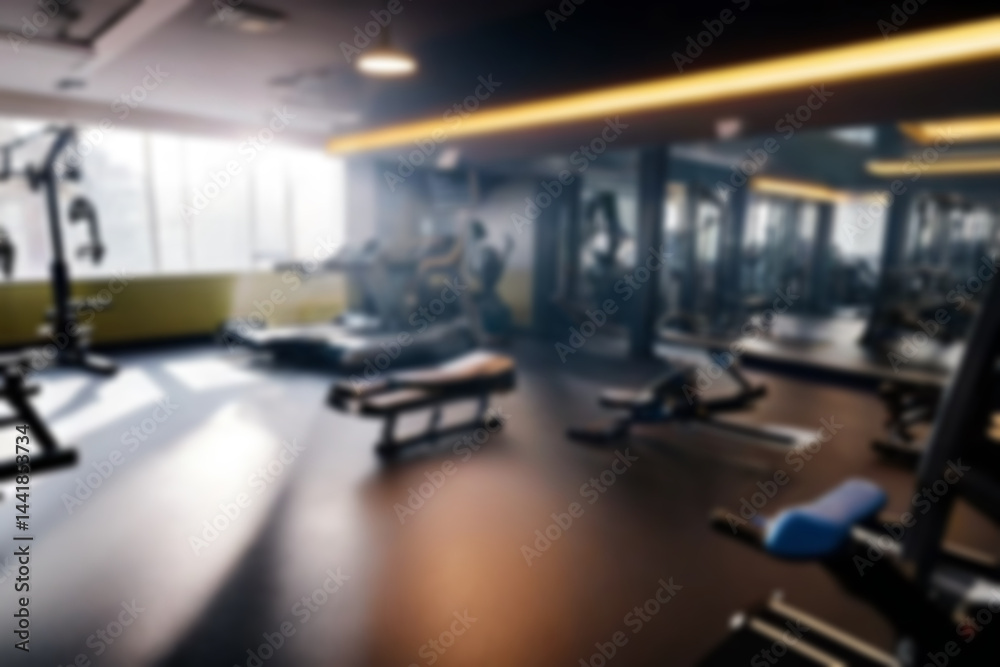 Fototapeta premium Abstract blur fitness gym with equipment for background.
