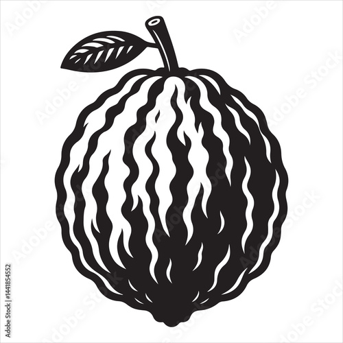 a fresh guava fruit vector silhouette, vector black color silhouette, isolated white background 