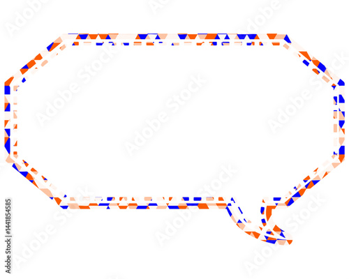 ステンドグラス風吹き出し　三角形模様　細長い八角形