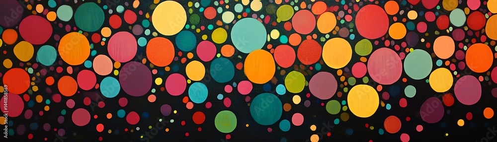 Abstract multicolored circles on dark background, vibrant art design. Abstract multicolored circles on dark background, vibrant art design.