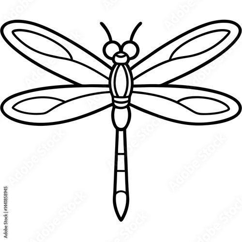 Simple Dragonfly Outline Design