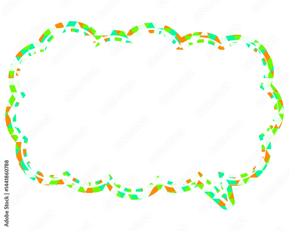 Fototapeta premium ステンドグラス風吹き出し 三角形模様 細長い雲形