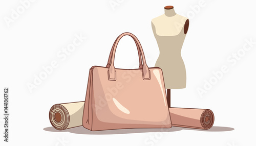 Sleek handbag with geometric design in fashion studio, minimalist style