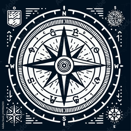 compass on black background