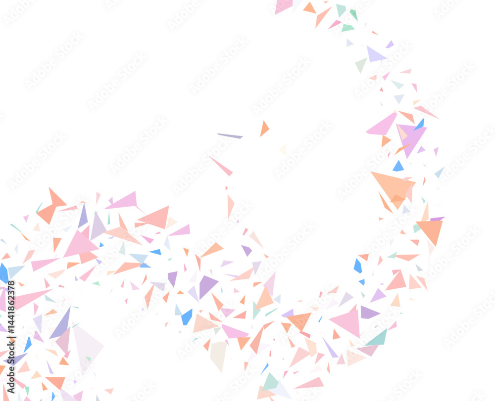 Fototapeta premium Colored Confetti Festive Vector White Background. Carnival Particles Poster. Spiral Decoration Illustration