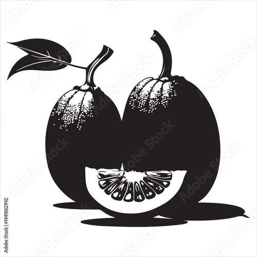 a fresh jack fruit, fruit vector silhouette, vector black color silhouette, isolated white background
