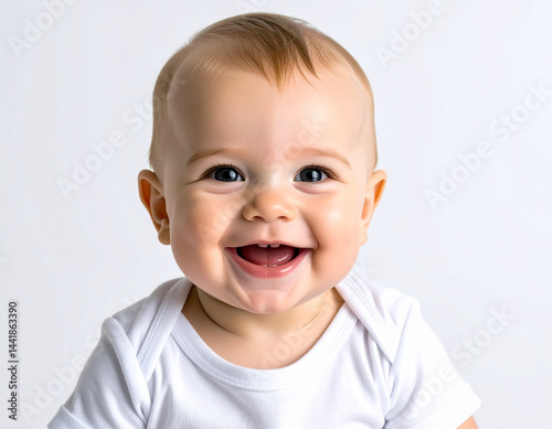 Primer plano de un bebé feliz y sonriente  mirando a su madre