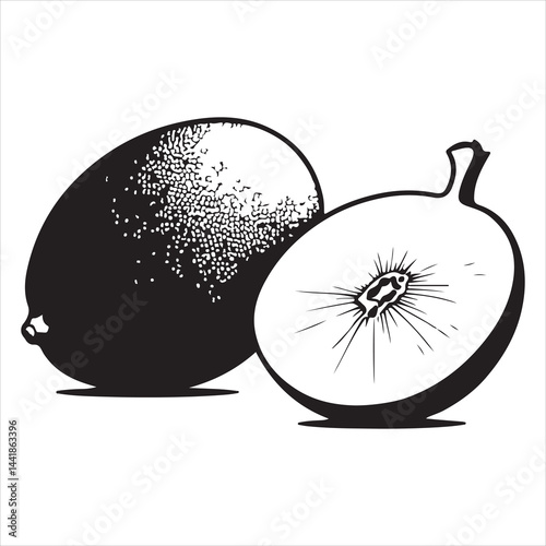 a fresh jack fruit, fruit vector silhouette, vector black color silhouette, isolated white background