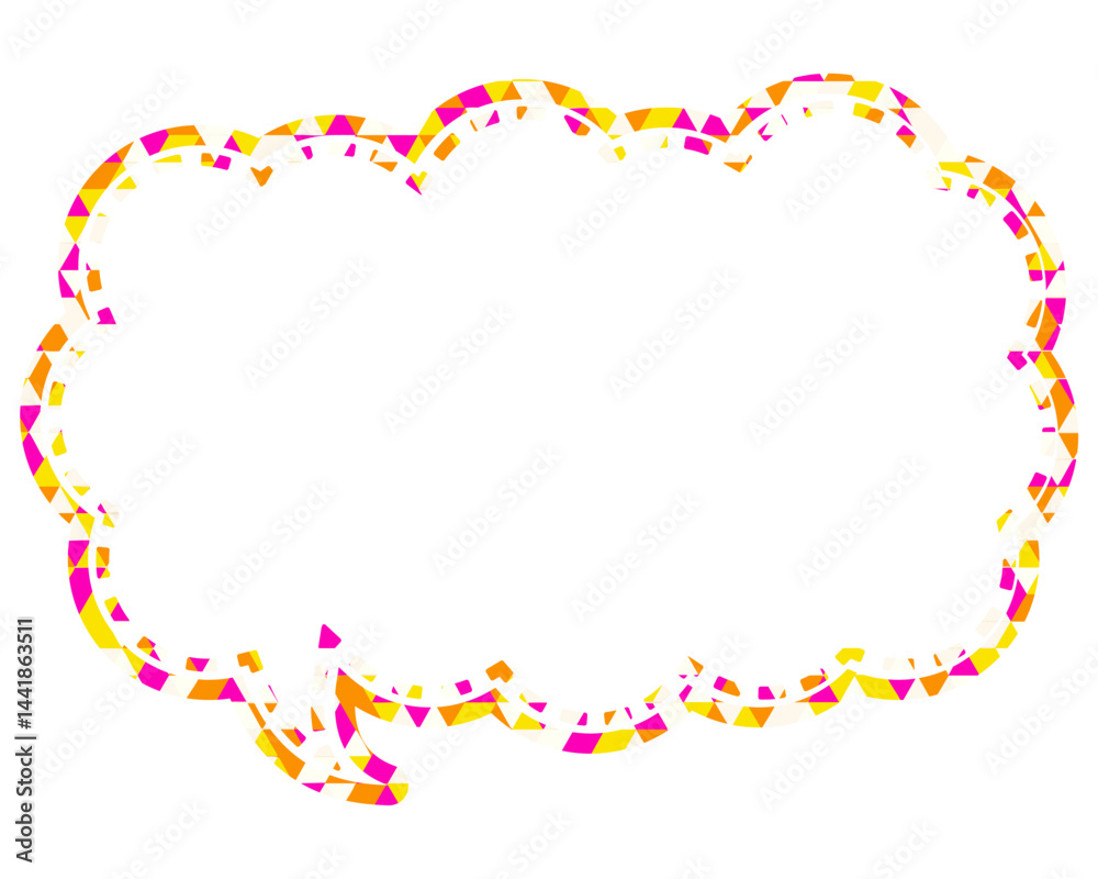 Fototapeta premium ステンドグラス風吹き出し 三角形模様 細長い雲形