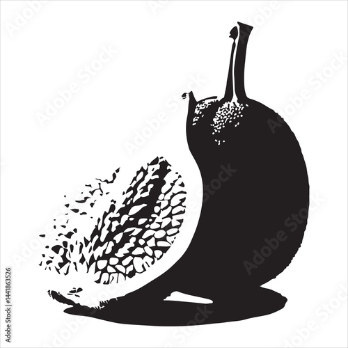 a fresh jack fruit, fruit vector silhouette, vector black color silhouette, isolated white background