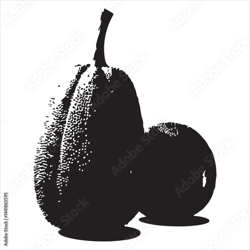a fresh jack fruit, fruit vector silhouette, vector black color silhouette, isolated white background