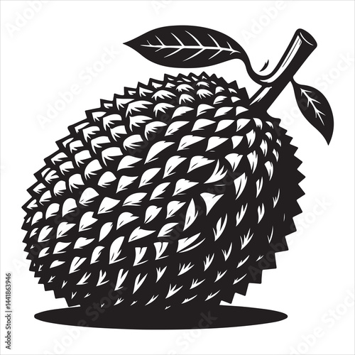a fresh jack fruit, fruit vector silhouette, vector black color silhouette, isolated white background