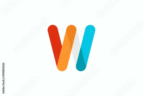Modern W Letter Logo Vector, Vibrant Rounded Strips on White Background