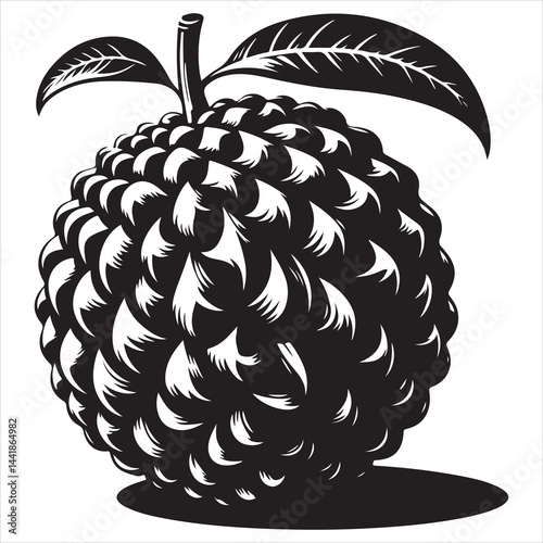 a fresh jack fruit, fruit vector silhouette, vector black color silhouette, isolated white background