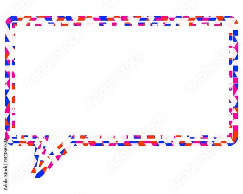 ステンドグラス風吹き出し　三角形模様　四角形