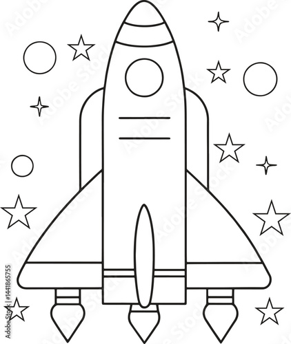 outlined rocket ship for kids coloring pages coloring page vector illustration