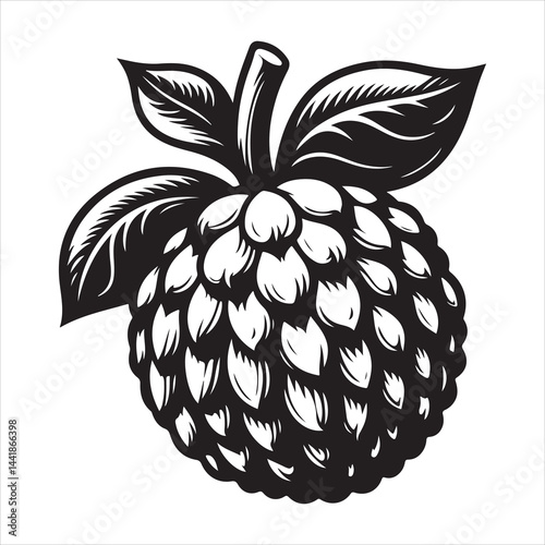 a fresh jack fruit, fruit vector silhouette, vector black color silhouette, isolated white background