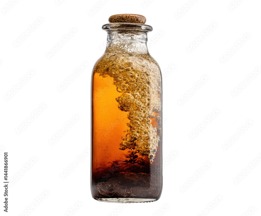 Bubbles and fizz in a glass bottle of carbonated beverage on a transparent background, cut out Bubbles and fizz in a glass bottle of carbonated beverage on a transparent background, cut out