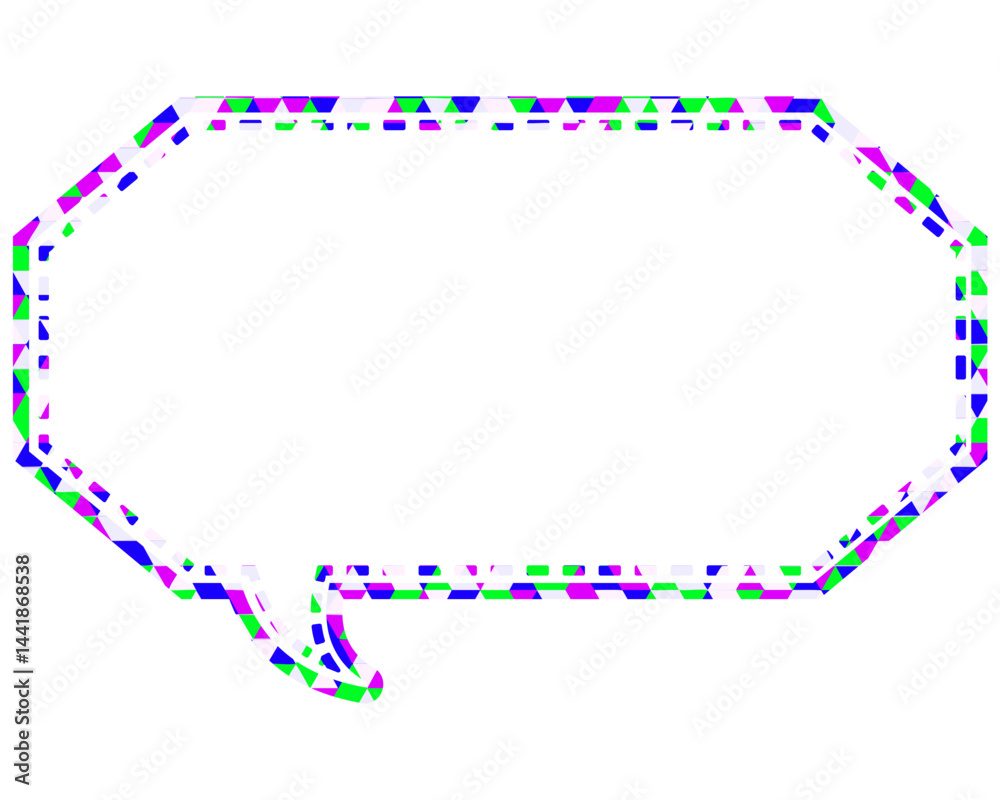 Naklejka premium ステンドグラス風吹き出し 三角形模様 細長い八角形