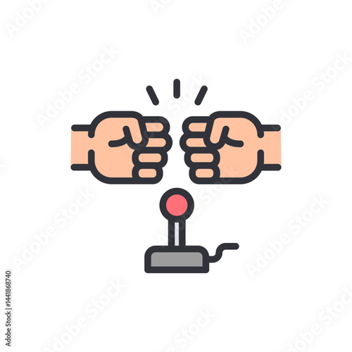 E-sport fighting colored icons, minimalist vector illustration ,simple transparent graphic element .Isolated on white background
