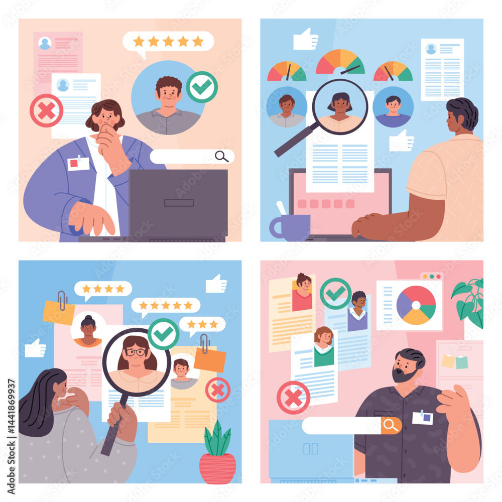 Flat Human Resources Illustration Collection Flat Human Resources Illustration Collection