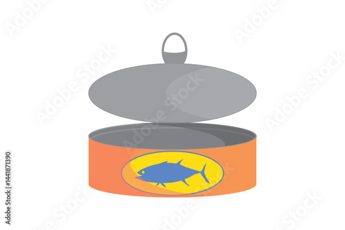 Open can tuna logo icon outline illustration. Can tuna logo icon.