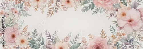 Delicate watercolor floral wreath, petal patterns  Soft, pastel hues on white , soft, beauty