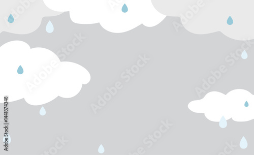 曇天の雨のベクターイラスト背景素材