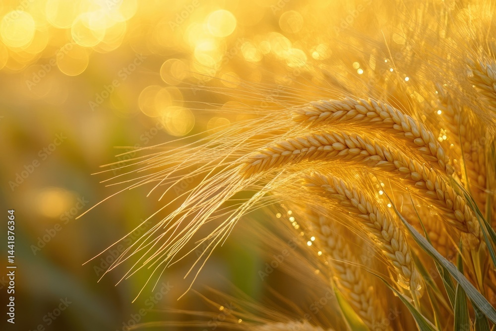Golden wheat ears bathed in sunlight, a symbol of harvest and abundance. Golden wheat ears bathed in sunlight, a symbol of harvest and abundance.