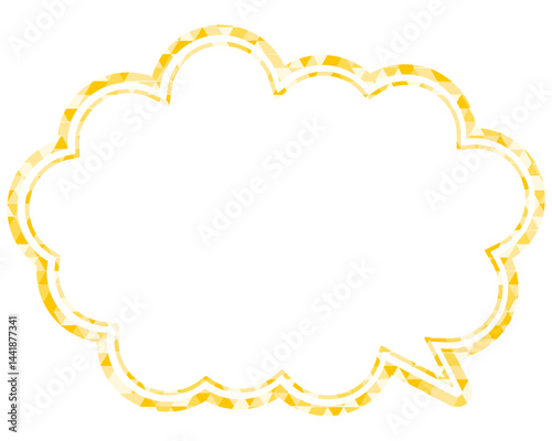 ステンドグラス風吹き出し　三角形模様　丸みのある雲形