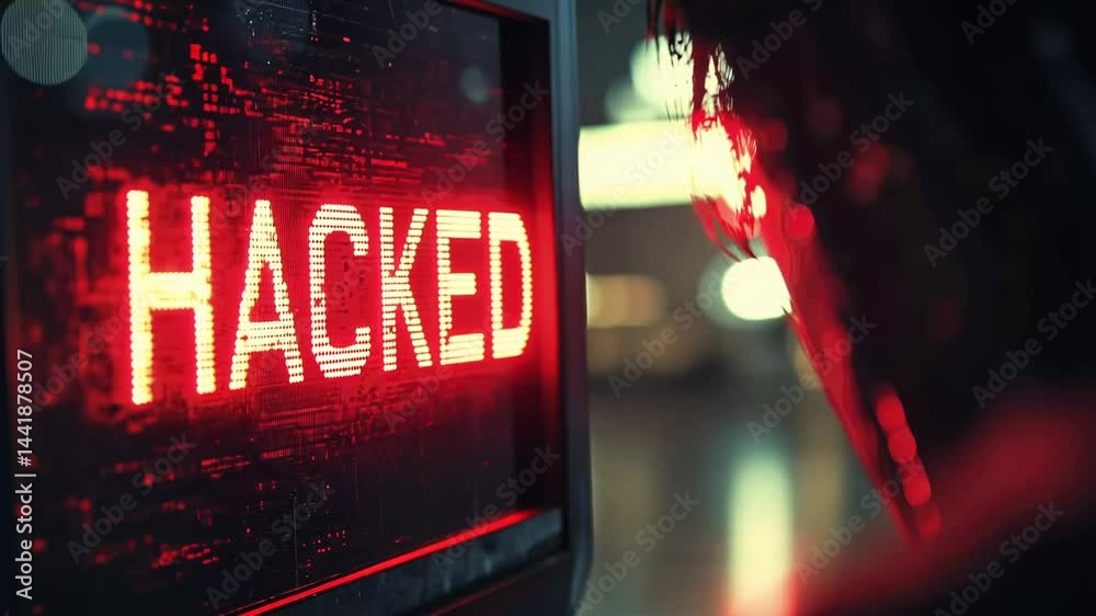 Hacked neon text illustration